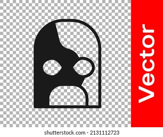 Black Mexican wrestler icon isolated on transparent background.  Vector