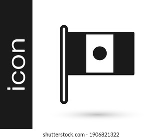 Black Mexico flag on flagpole icon isolated on white background.  Vector