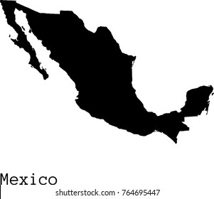 Black Mexico Map Vector Silhouette