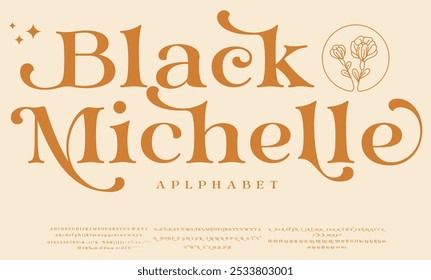 Black Michelle Serif, Cosmetic, Fashion Stylish Display Bold Font alphabet