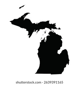 Black Michigan state map on white background