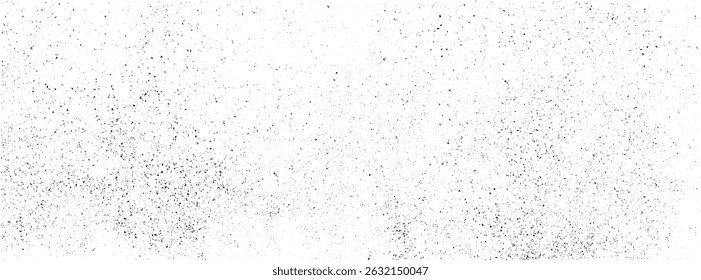 Micropoeira preta isolada sobre fundo branco. Textura fundo grunge com pouco ruído pequeno pó preto. Fundo com partículas pretas.