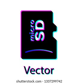 Black Micro SD memory card icon isolated on white background. Vector Illustration