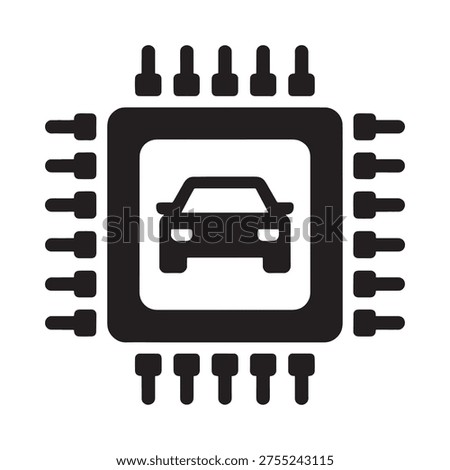 A black microchip icon features a car silhouette within its central space