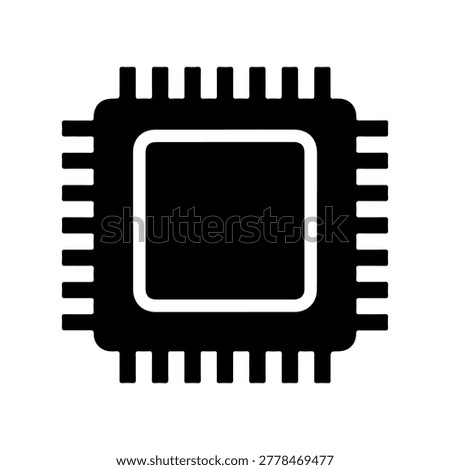 Black Microchip Silhouette Vector Icon Design