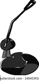 A black microphone for a computer with a black base, vector, color drawing or illustration. 