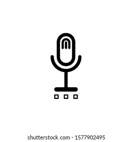 Black Microphone icon . Adjusting, service, setting, maintenance, repair, fixing. Vector Illustration
