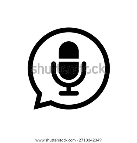 Black microphone icon inside a speech bubble