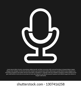 Black Microphone icon isolated on black background. On air radio mic microphone. Speaker sign. Vector Illustration