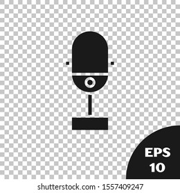 Black Microphone icon isolated on transparent background. On air radio mic microphone. Speaker sign.  Vector Illustration