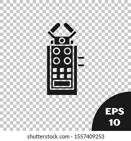Black Microphone icon isolated on transparent background. On air radio mic microphone. Speaker sign.  Vector Illustration