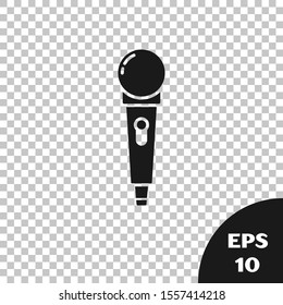 Black Microphone icon isolated on transparent background. On air radio mic microphone. Speaker sign.  Vector Illustration