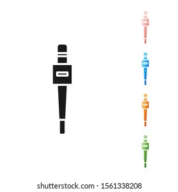 Black Microphone icon isolated on white background. On air radio mic microphone. Speaker sign. Set icons colorful. Vector Illustration