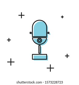 Black Microphone icon isolated on white background. On air radio mic microphone. Speaker sign.  Vector Illustration