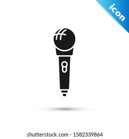 Black Microphone icon isolated on white background. On air radio mic microphone. Speaker sign.  Vector Illustration