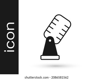 Black Microphone icon isolated on white background. On air radio mic microphone. Speaker sign.  Vector