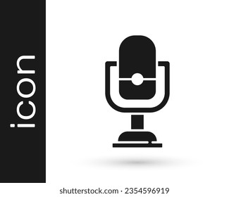 Black Microphone icon isolated on white background. On air radio mic microphone. Speaker sign.  Vector