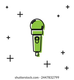 Icono de micrófono negro aislado sobre fondo blanco. Micrófono de radio en el aire. Signo del altavoz.  Vector