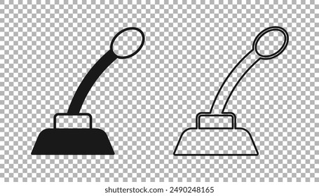 Black Microphone icon isolated on transparent background. On air radio mic microphone. Speaker sign.  Vector