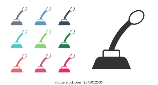 Black Microphone icon isolated on white background. On air radio mic microphone. Speaker sign. Set icons colorful. Vector