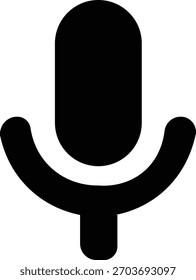Black microphone icon isolated on white background