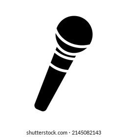 Black microphone icon isolated vector illustration.
