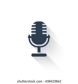 Black Microphone icon with long shadow