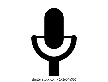 Black microphone icon on white background.