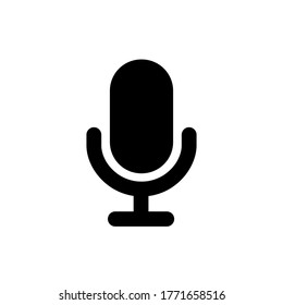 Black microphone icon on a white background