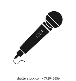 Black microphone icon, on the white background. Vector.