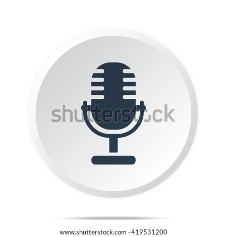 Black Microphone icon on white web button