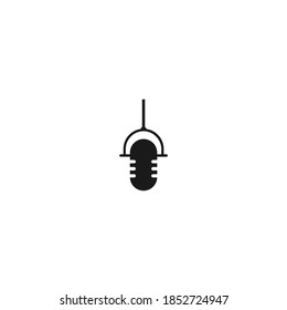 Black microphone icon. podcast, voice chat button. radio, podcast logo. Audio message, voice, record,  speak sign. Vector illustration isolated on white 