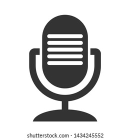 black Microphone Icon Vector - illustration