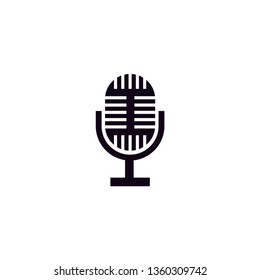 black microphone icon with white background