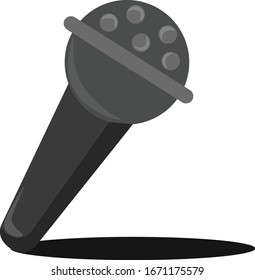 Black microphone, illustration, vector on white background.