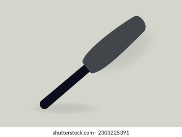 Schwarzes Mikrofon mit Label - Live-Streaming. Podcast Banner Konzept. Berichterstattung live. Vektorgrafik, flaches Design, Cartoon-Stil. Einzeln auf weißem Hintergrund.