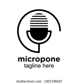 black microphone logo and icon, clip art vector