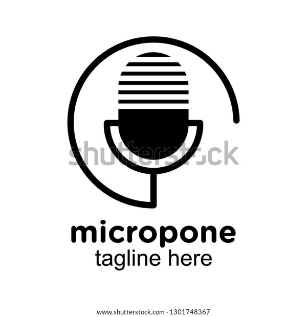 black microphone logo and icon, clip art vector
