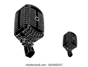 black microphone on white background, vector image