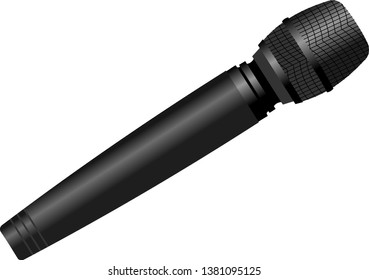 Black microphone, on the white background