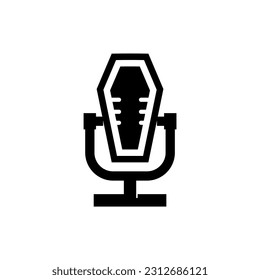  Black microphone silhouette logo element design	