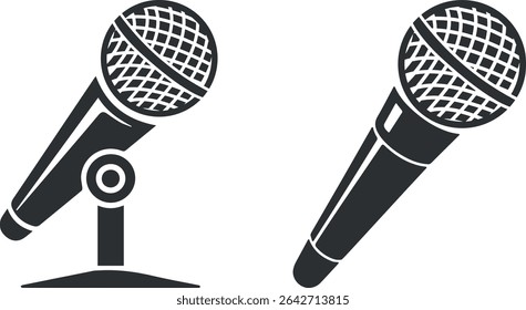 black microphone silhouette vector set