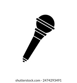 Black microphone vector icon isolated on white background.