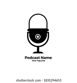 Black micropone logo vector for podcast shows
