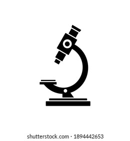 Black microscope icon isolated on white background. Simple flat glyph design. Vector illustration.