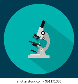 Black microscope icon on a yellow background  vector illustration