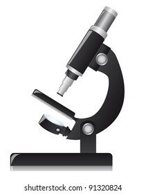 black microscope isolated over white background. vector