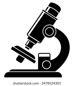 Microscopio negro para la investigación científica icono aislado. Ilustración vectorial