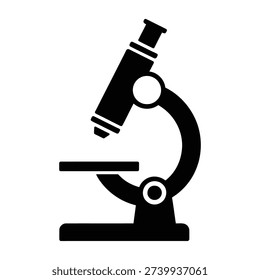 Black microscope silhouette on white science laboratory