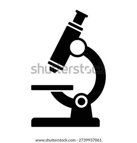 Black microscope silhouette on white science laboratory